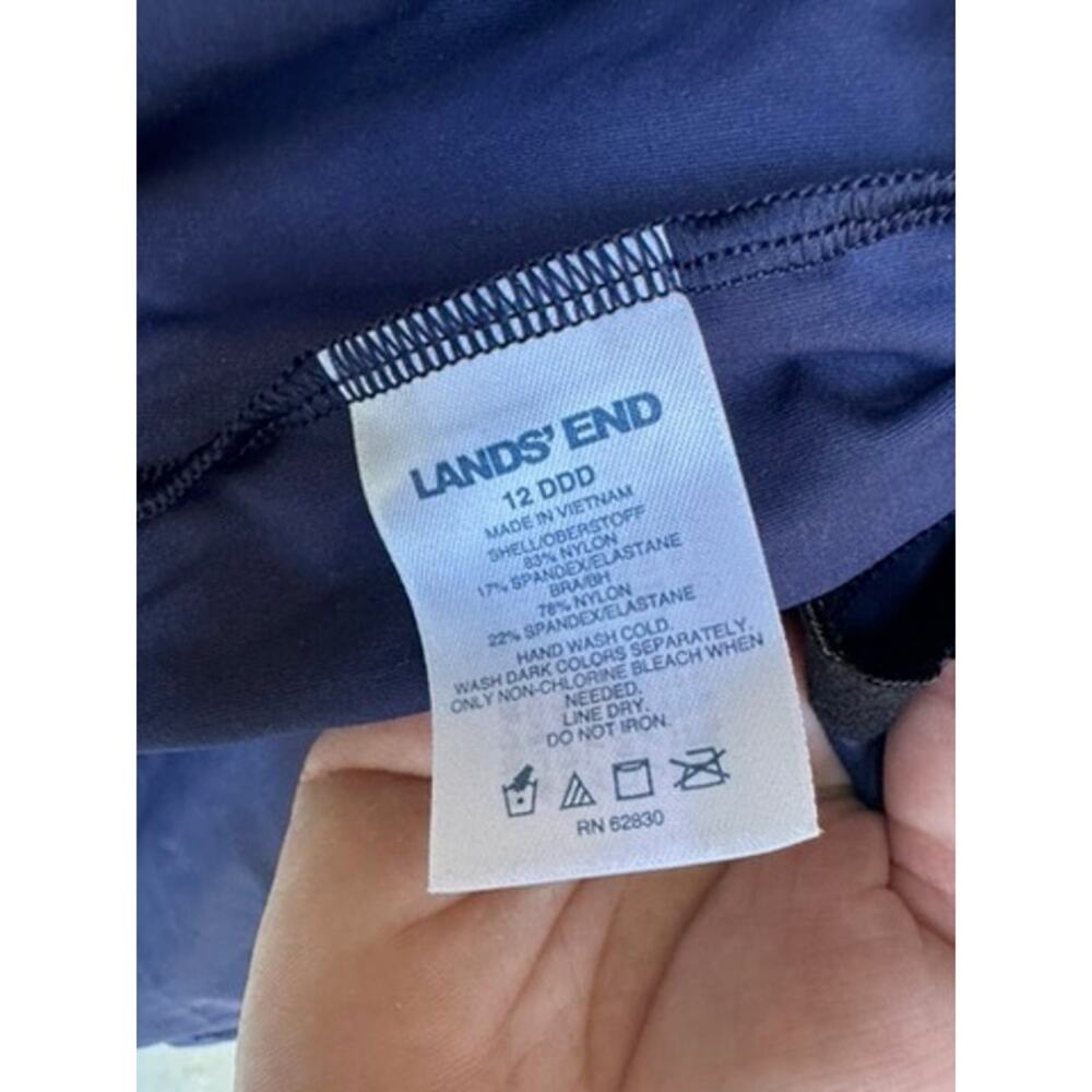 Lands End Tankini Top-Size 12DDD-Blue Blouson Swim Top Adjustable - Picture 4 of 5